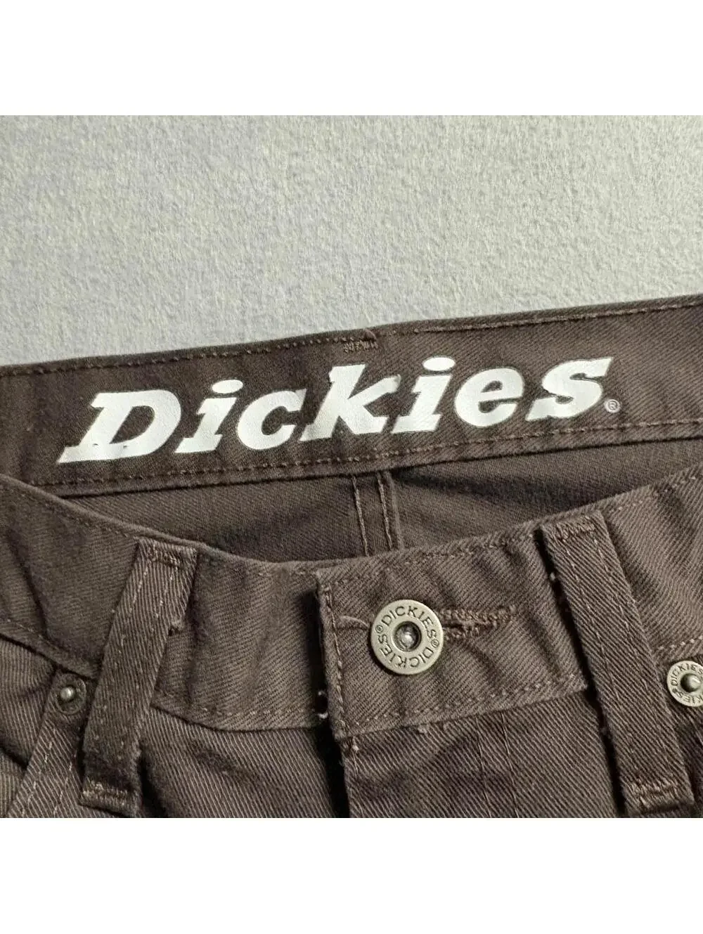 Dickies Slim Fit Pants Mens 28x32 Brown Workwear Chino Flat Front Polyester